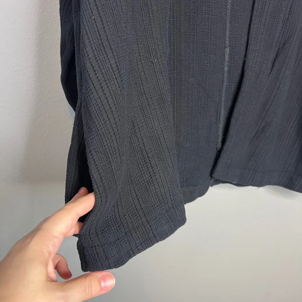 Eileen Fisher‎ Open Cardigan Size L Textured Cotton Tencel Pockets